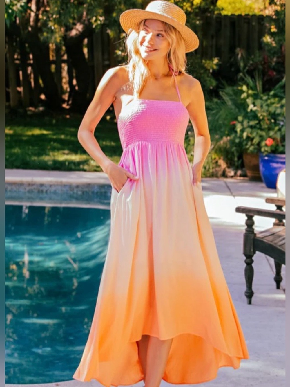 Kori Dip-Dye High Low Dress Sz L